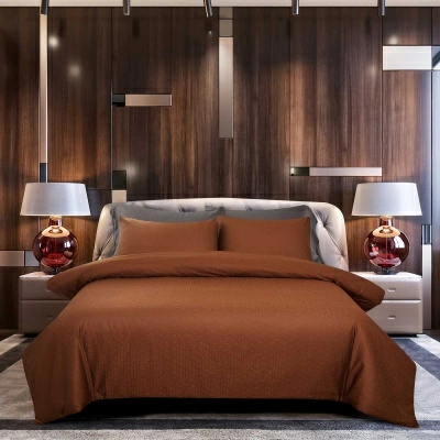 Комплект постельного белья семейный Pappel Jacquard Brown geometric